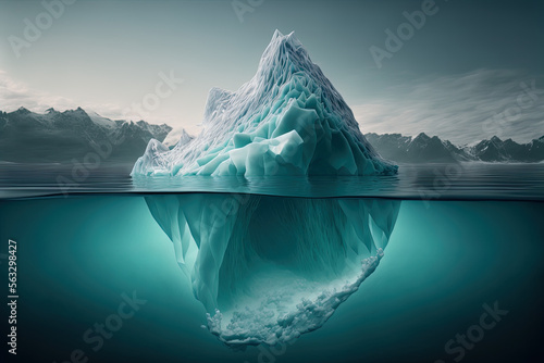 Schwimmender Eisberg im Wasser, Generative AI 