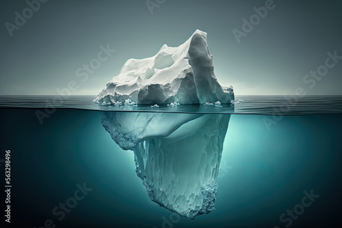 Schwimmender Eisberg im Wasser, Generative AI photo