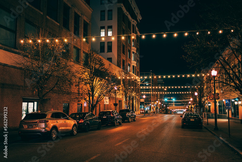 String lights at night, Parkersburg, West Virginia