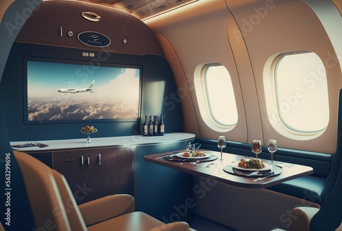 illustration, first class of a passenger plane, image generated by AI © Jorge Ferreiro