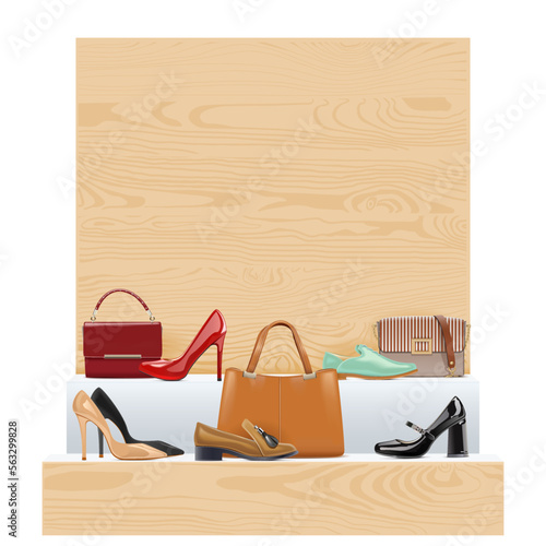 Vector Stand with Shoes and Handbags