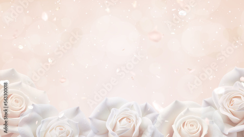 background with roses and pearls