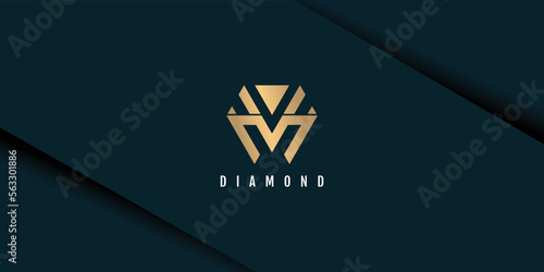 Diamond logo with initial letter m concept design vector icon illustration