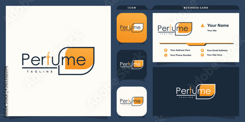 Perfume logo with creative concept premium vector