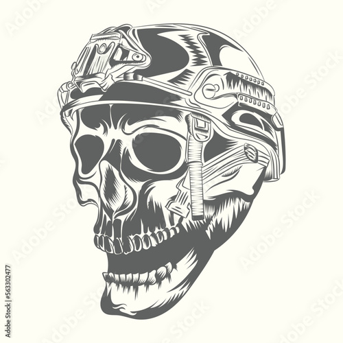 Vector human skull drawing, Human skull front view Illustration.