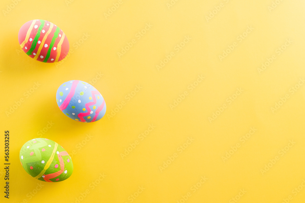 Easter eggs many color and easter background