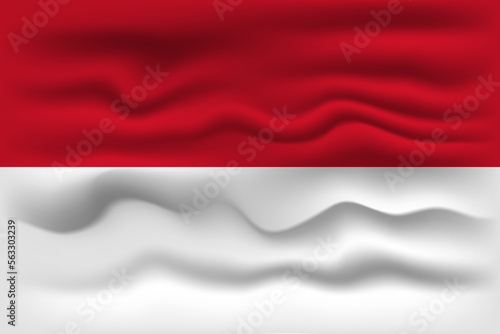 Waving flag of the country Monaco. Vector illustration.