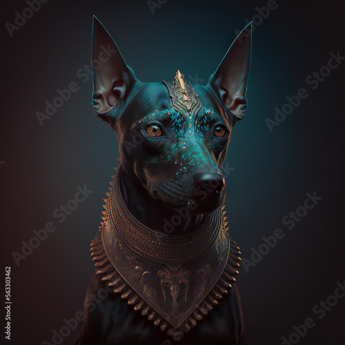 portrait of a dog dark costume mysterious black