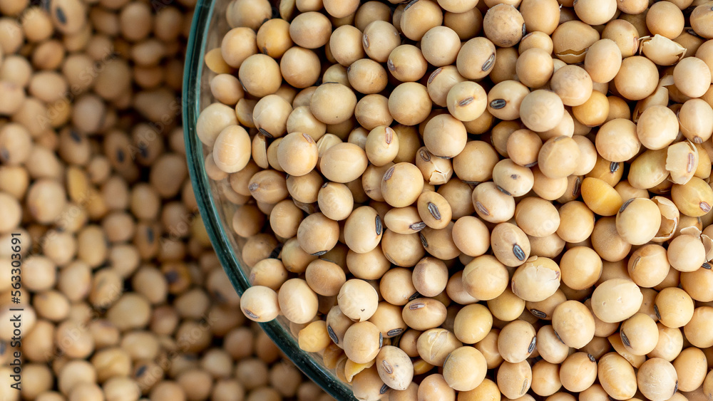 Closeup of soybeans in a glass bowl. Closeup of soybeans in a glass bowl.