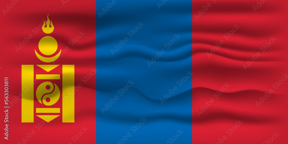 Waving flag of the country Mongolia. Vector illustration. Waving flag of the country Mongolia. Vector illustration.