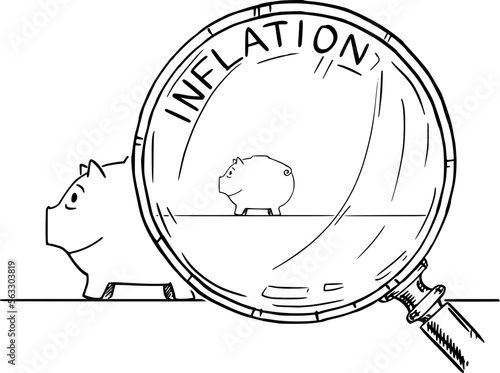 Savings Looks Smaller During Inflation , Vector Cartoon Illustration