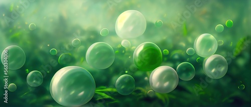 green white bubbles background made with generative ai, circle