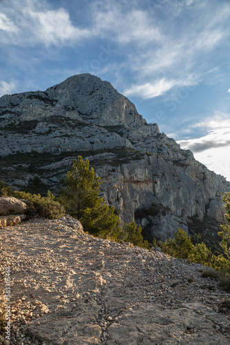 the Sainte Victoire mountain photographed on a winter morning