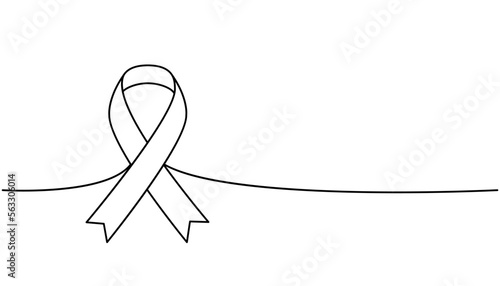 AIDS awareness ribbon one line continuous drawing. World AIDS day symbol continuous one line illustration. Vector minimalist linear illustration.