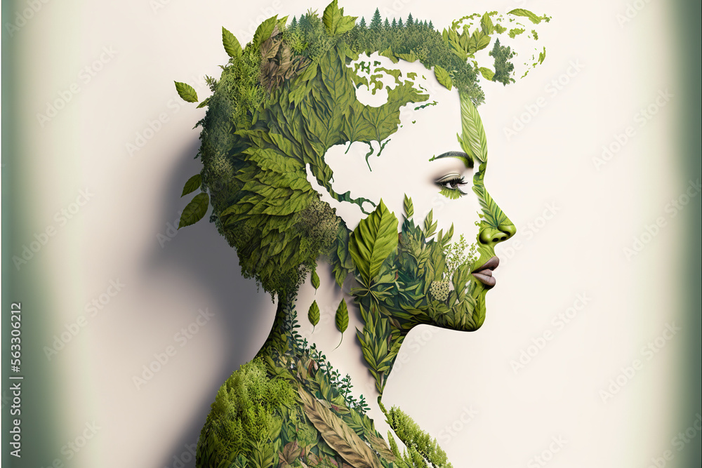 Woman green energy, ecologically sensible, 
renewable energies - Alternative renewable ecology technology picture - eco, clean concept background wallpaper created with Generative AI technology