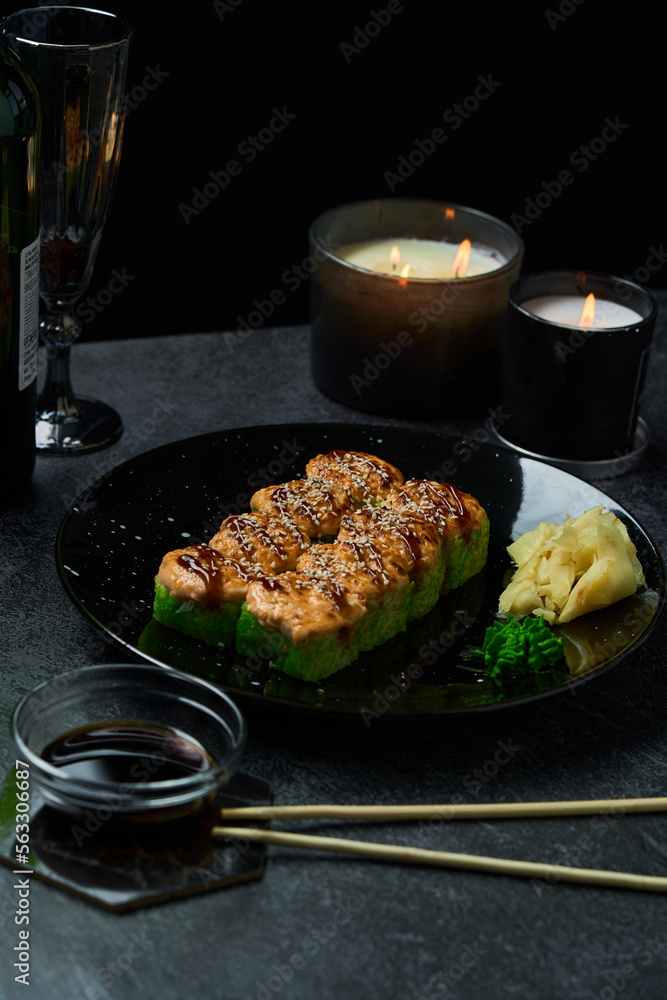 sushi rolls dinner japanese cuisine