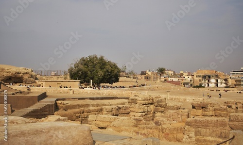 Archaeological dig site on the Giza Plateau, near the great Sphinx. Cairo, Egypt.