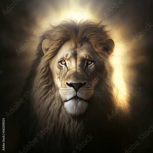 Majestic Lion in the Spotlight - Generated by AI
