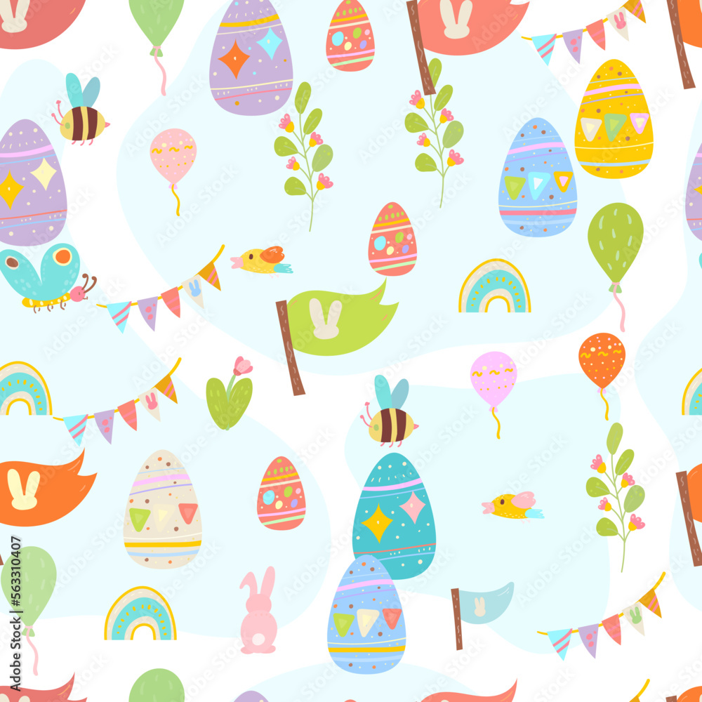 Easter Seamless Pattern with Bunny and Eggs . Perfect for Easter cards, invitations, and decorations. Easter Seamless Pattern with Bunny and Eggs . Perfect for Easter cards, invitations, and decorations.