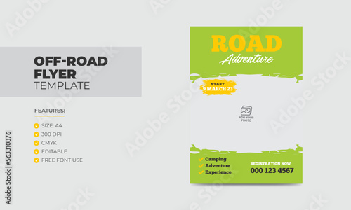 Off-road flyer template road adventure poster design 