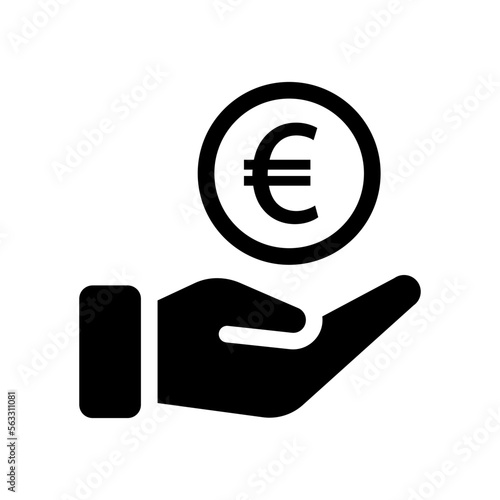 Hand icon with euro coin