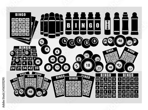 Bingo SVG, Bingo Cards Svg, Bingo Daubers Svg, Bingo Balls Svg, Game Svg, Silhouette, Bingo Vector, Cut file