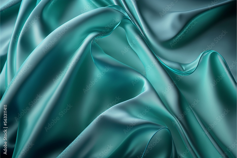 Fototapeta premium 光沢のある青色の美しい布の背景, Generative AI