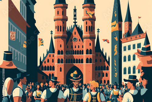 illustration oktoberfest munich germany. Generative AI. photo