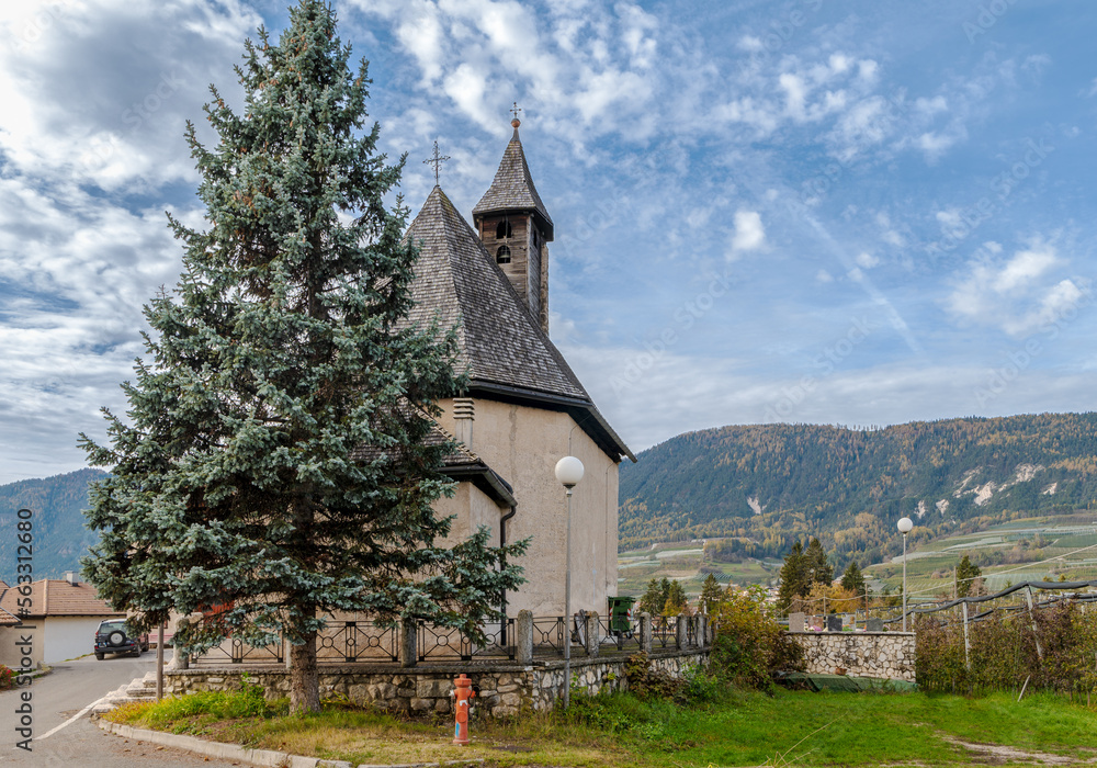 Saint Valentine church , Vasio (Borgo d'Anaunia,), Trentino Alto Adige, northern Italy: the church probably dates back to the 15th century
