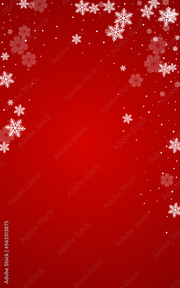 Silver Snowflake Vector Red Background. Falling Silver Snowflake Vector Red Background. Falling