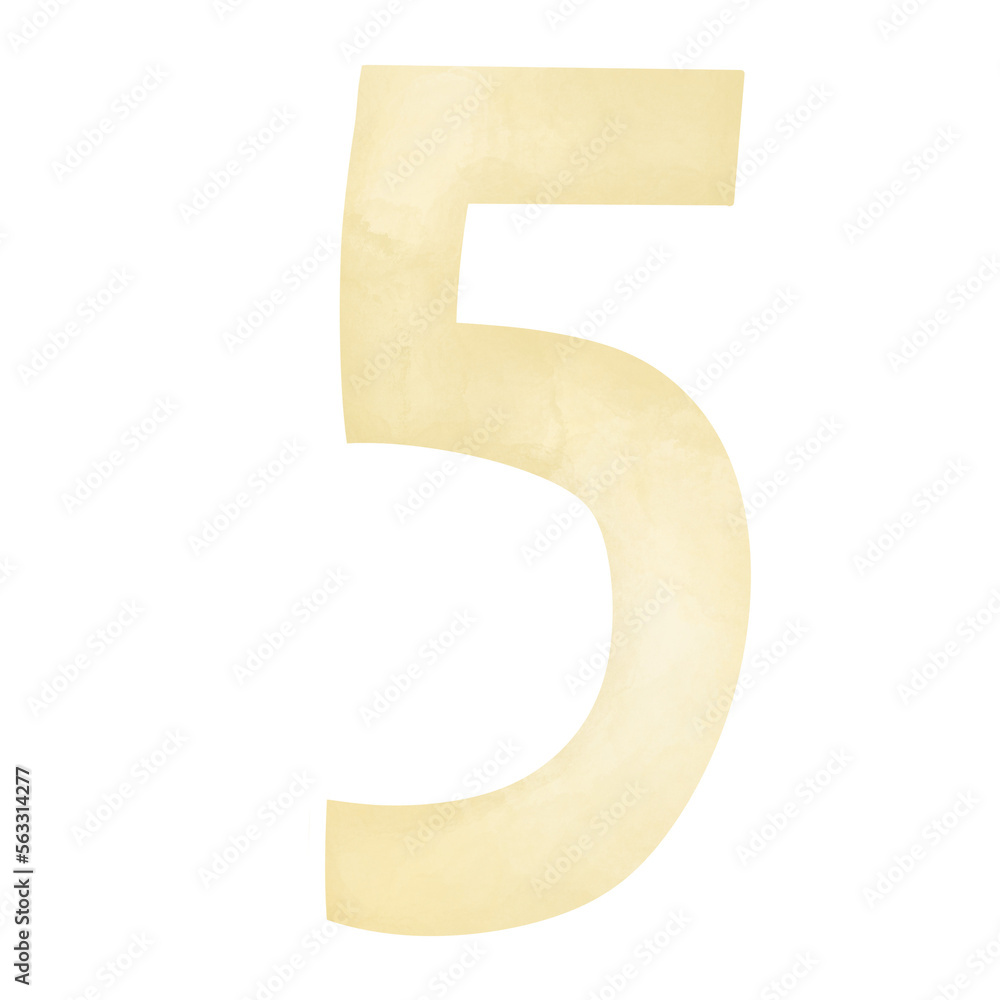 Yellow number five illustration Yellow number five illustration