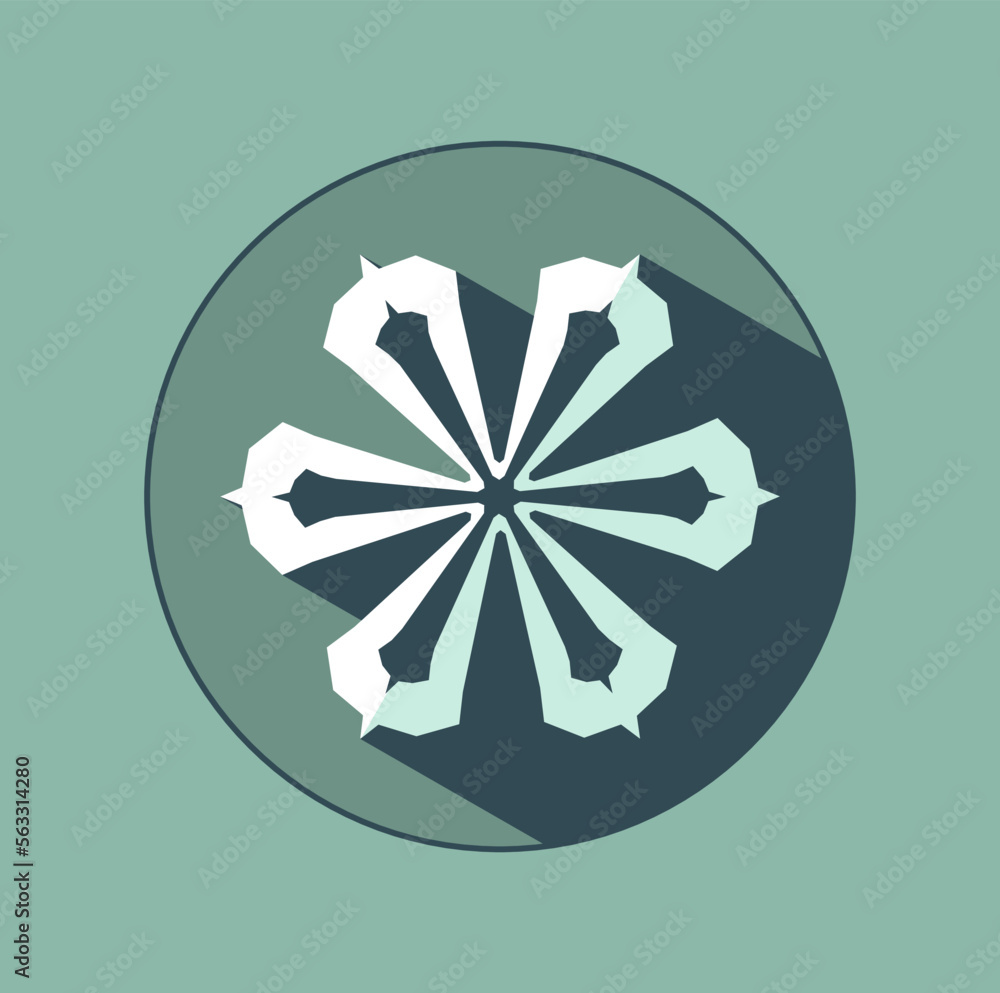 Stylish white snowflake with shadows. New Year's attributes in trendy colors of 2023. The illusion of a three-dimensional image. Stylish white snowflake with shadows. New Year's attributes in trendy colors of 2023. The illusion of a three-dimensional image.