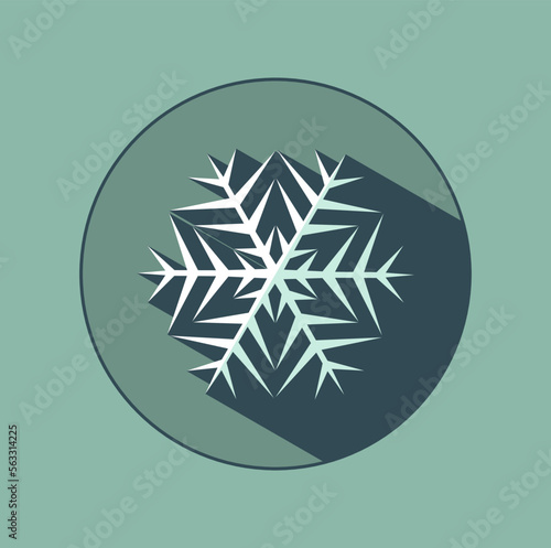 Stylish white snowflake with shadows. New Year's attributes in trendy colors of 2023. The illusion of a three-dimensional image.