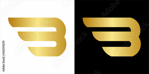 b Mono gram logo, gold vintage vlack in white backgorund