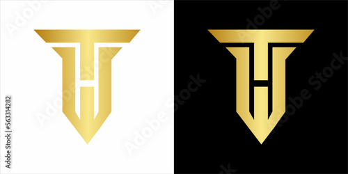 TW Mono gram logo, gold vintage vlack in white backgorund