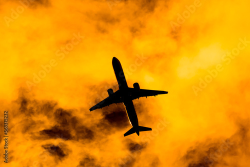 Aircraft Passenger take off shot at sunset time