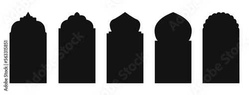 Islamic windows and door arches with modern style vector design. Mosque gate, door mosque. Islamic Arabian shape of windows and arches. Illustration of Islamic window icon and vector set.