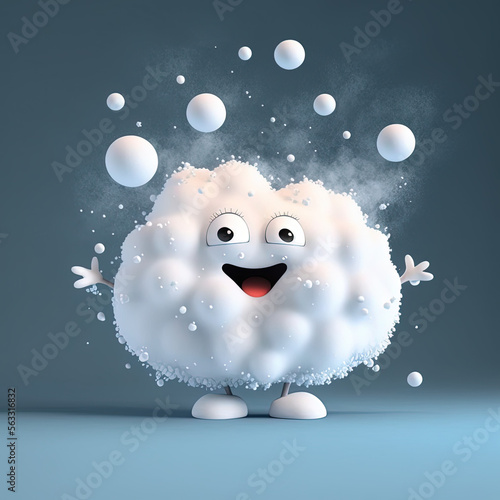 Cute Cartoon Cloud with Sno...