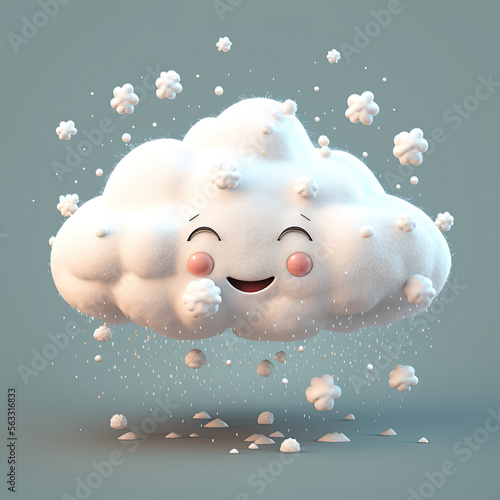 Cute Cartoon Cloud with Sno...