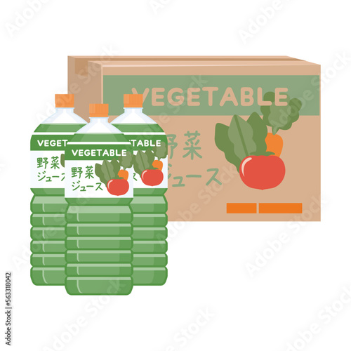 ケース売りのペットボトルの野菜ジュース（緑）