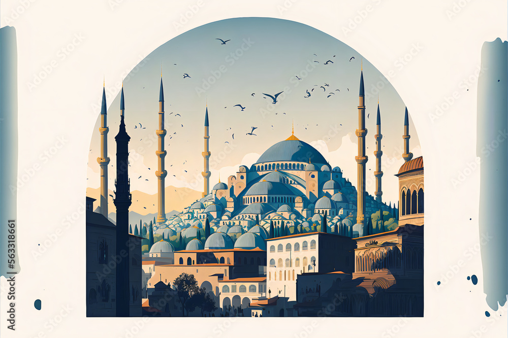 Naklejka premium illustration of istanbul turkey, Generative AI.
