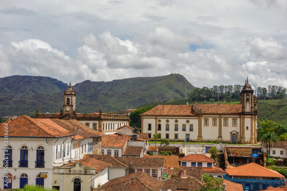 Nossa Senhora do Carmo church and Museu da Inconfidencia building. Ouro Preto, MG, Brazil