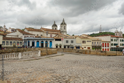 ancient architecture and facades of colonial city of Sao Joao del Rei, Minas Gerais state in Brazil