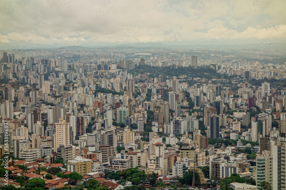 skyscrapers of big metropolis. Belo Horizonte city, MG, Brazil. Aerial view