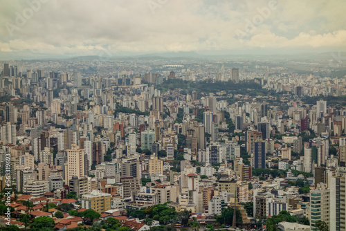 skyscrapers of big metropolis. Belo Horizonte city  MG  Brazil. Aerial view