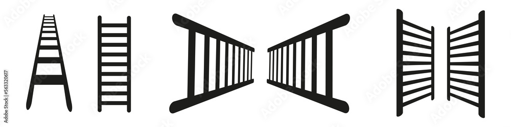 Illustration with black ladder on white background. Perspective ladder vector icon. Illustration with black ladder on white background. Perspective ladder vector icon.