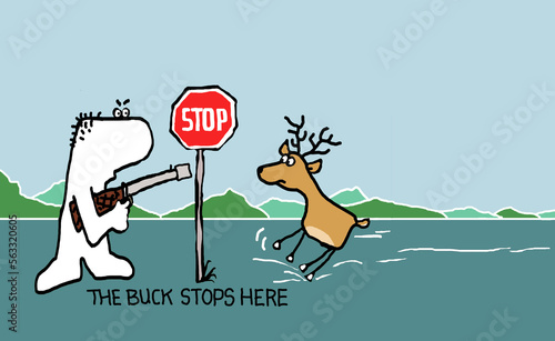 Obraz na płótnie The buck stops here - fun cartoon w salonie