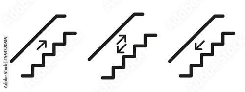 Downstairs or upstairs logo for any purposes. Up and down staircase. Stairs vector icon.