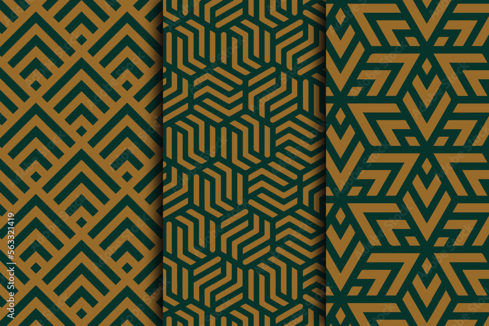 vector ornamental seamless patterns. Collection of geometric patterns in the oriental style.