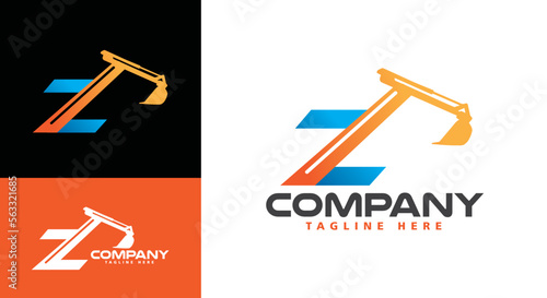 Letter Z Excavator Logo, Excavator Z Letter Logo for construction company